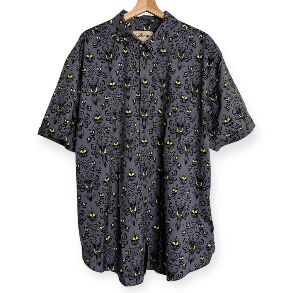 RSVLTS Disney Haunted Mansion Wall Creeps Glow in the Dark Button Up Mens 2XL